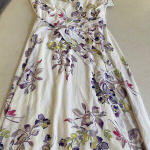 Donna Karan Floral Print Ruffle Midi Dress